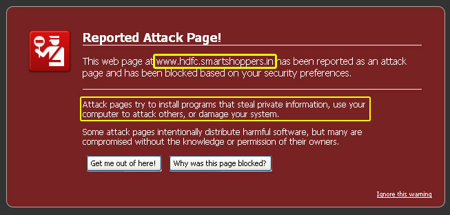 HDFC shopping reported hacking site