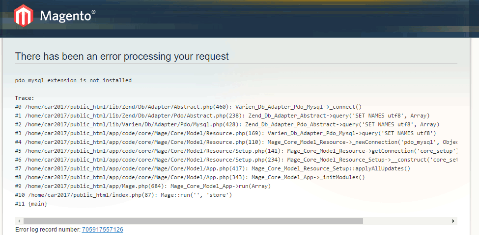 magento pdo mysql error