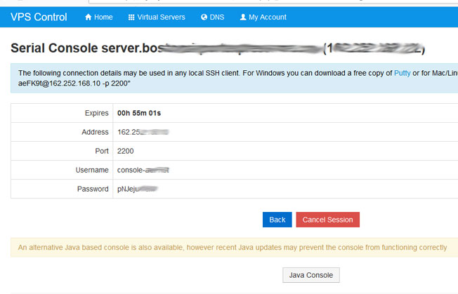 server ssh serial console for ssh connection to disable two factor authentication in WHM