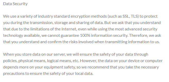 Is milansetu video conferencing app safe? screenshot from their privacy policy as on 19th June 2020.